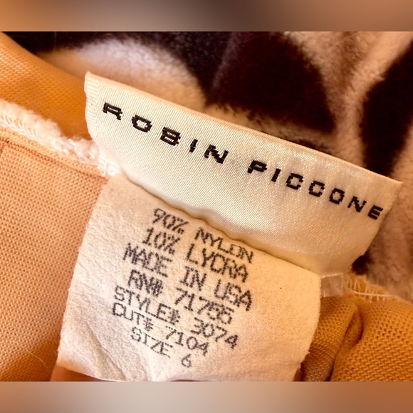 ROBIN PICCONE Sz 6 Nude Illusion White Terrycloth Lace & Tan Swimsuit / Bodysuit - Picture 6 of 10